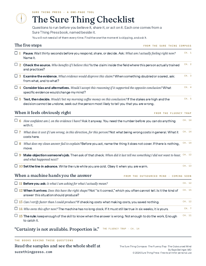 Preview of The Sure Thing Checklist, a one-page printable